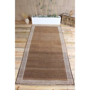 Alfombra Turca de 5x9.8 pies, Alfombra Vintage Geométrica Marrón de Lana - Product Image 1