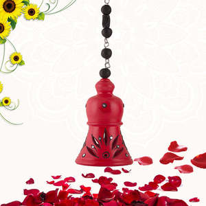 กระดิ่งดินเผาสีแดงขนาด11.8นิ้วของตกแต่งแบบแขวน - Product Image 1