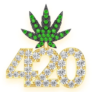 Custom Handmade 10K <b>Solid</b> Gold Hip Hop Moissanite Pendant 420 Leaf Design Pendant for Women's Dainty New Style Diamond Pendant - Product Image 1