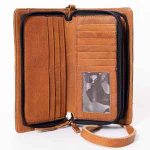 Fait à la main Boho Western mode femmes portefeuille en cuir véritable fermeture éclair unique pochette usiné Design Vintage simple sangle dame - Product Image 4