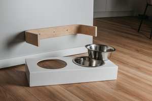 Latest Design Durable Novelty Wooden Base Metal Cat Dog Feeding Bowl with Customizable Size for Pets - Product Image 4