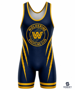 SINGLET DE LUTTEUR PERSONNALISÉ POUR HOMME SINEWY, TISSU EXTENSIBLE Ajusté, IMPRESSION AVANT LOGO BLEU ET DORÉ, VÊTEMENTS DE SPORT - Product Image 3