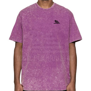 เสื้อยืดผ้าฝ้ายฟอกสีพิมพ์ลายกรดเสื้อยืดเสื้อยืดวินเทจแขนสั้นแบบผ่อนคลายตัวหนัก - Product Image 1