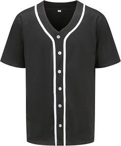 Maillot de baseball uni boutonné pour hommes, uniforme d'équipe de softball vierge, maillot de baseball à manches courtes hip hop hipster - Product Image 6