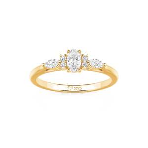 Bague de fiançailles pour femme Jeulia avec diamant taille ovale en argent sterling plaqué rhodium - Product Image 2
