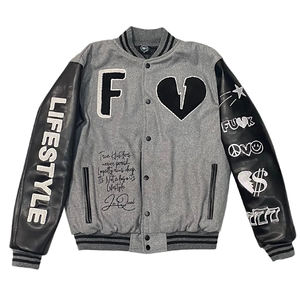 Veste universitaire de meilleure qualité pour hommes, fabricant de manches en cuir blanc, patchs en chenille, veste universitaire avec logo brodé - Product Image 6