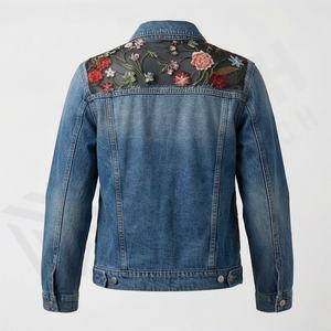 Veste en jean pour femmes tendance, design brodé, boutons sur le devant, manches longues, élégante, féminine, décontractée, look streetwear, haut stylé - Product Image 2