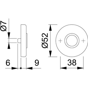 Poignées de porte en aluminium F1 avec rosette 42KV et écusson rond de 9 mm, 2 pièces - Product Image 3