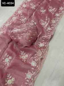 Qualité standard Designer Wedding Ware Premium Luxury Beautiful Imported Séquence Work Saree for Bulk Purchase Sari with Blouse - Product Image 5