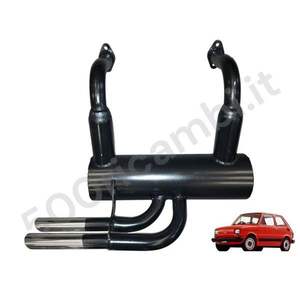 Système d'échappement FIAT 500 R 126 EPOCA Sportiva DOPPIO SCARICO CROMATO 30mm ABARTH RECORD MONZA - Product Image 1