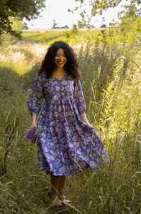 Nouvelle robe bohème Floria main bloc imprimé coton robe florale éthique à la main été décontracté Occasion porter - Product Image 3