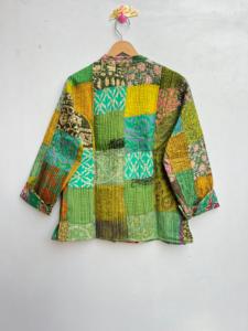 เสื้อโค้ทของผู้หญิงวินเทจทำด้วยมือเสื้อโค้ทผ้าไหมปักกระดุมสองแถวเสื้อแจ็กเก็ตผ้าถักมือสั้น - Product Image 4