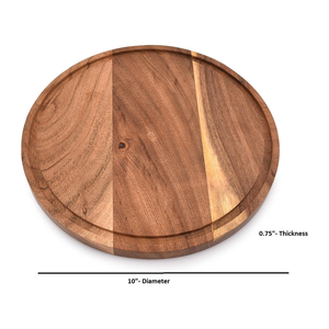 Tabla Redonda para Servir Queso de Madera de Acacia Natural en Oferta, Platos de Madera para Mesa de Comedor, Regalo de Madera Elegante a Precio Económico - Product Image 4