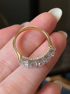 4mm Round Cut White Diamond Half Eternity Band <b>Ring</b> Sterling Silver 18K Gold Plated Pave Accents Minimalist for Engagement Gift - Product Image 3