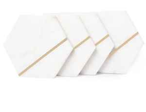 New Arrival Marble Coasters 4 Piece <b>Plates</b> Round Tea Cup <b>Mats</b> Pads Modern Style Trendy Design Square Household Dinnerware - Product Image 4