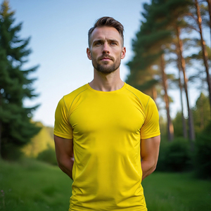 Bodybuilding manches courtes t-shirts hommes 100% coton Yoga Fitness porter t-shirt hommes col rond exercice t-shirt hommes - Product Image 3