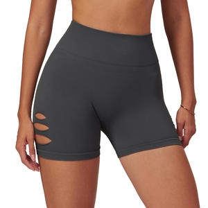 Short de Yoga de sport sans couture taille haute pour femmes respirant côté creux hanche levage pantalon de Fitness serré pour le Yoga de course décontracté - Product Image 3