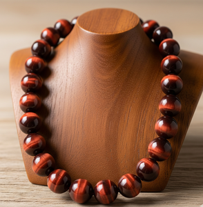 Top qualité rouge oeil de tigre collier de perles unisexe 18 pouces argent 925 serrure noué à la main conception à la mode accessoire de mode cadeau - Product Image 6