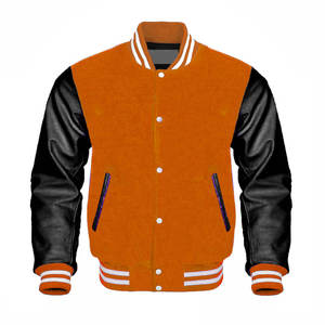 โลโก้ที่กำหนดเองและแขนเสื้อหนังปักลายผ้าขนสัตว์คู่เบสบอลวิทยาลัย - Product Image 1