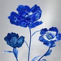 Décorations florales géantes bleues sur pied, faites à la main, pour toile de fond de scène de mariage, vente en gros