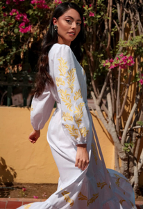 Nueva llegada de calidad superior de las mujeres de Ucrania bordado largo Midi Maxi vestido con trabajo de hilo de oro y plata a precios a granel - Product Image 5