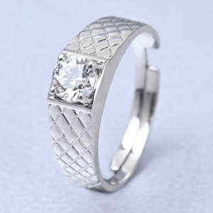 NOVAMART Fine Men's <b>Cross</b> Band <b>Ring</b> 925 Sterling <b>Silver</b> with Diamond 10K Gold Platinum Statement Religious (Christian) Invisible - Product Image 2