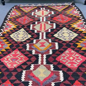 Alfombra Turca Vintage de 3x13 pies, Alfombra de Pasillo, Alfombra de Lana Sólida Roja y Amarilla - Product Image 3