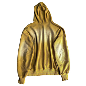 Sweat à capuche zippé pour homme, en molleton de coton délavé jaune, style streetwear surdimensionné, effet délavé soleil, personnalisable avec logo, style zippé intégral pour homme - Product Image 4