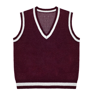 Logo personnalisé OEM Jacquard Lettres Tricoté Pull Pull Gilet Uniforme Scolaire Tricots Sans Manches Col V Hommes Pull Gilet en Tricot - Product Image 4