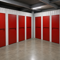 Casillero de Almacenamiento con Puerta Abatible Roja con Cerradura, Diseño de Pasillo de Doble Cara, Unidad de Almacenamiento Comercial para Interiores