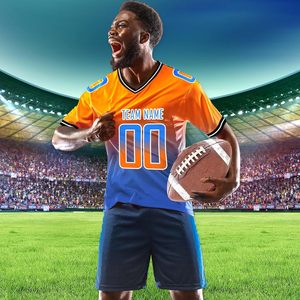 Camiseta de Práctica de Fútbol Americano Personalizada, Talla Adulto para Hombre, Manga Corta, Cuello en V, Malla Transpirable, Talla Grande, 100% Poliéster - Product Image 3