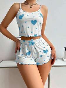 <b>Women's</b> <b>Summer</b> Satin <b>Pajamas</b> Set Printed Soft Two-Piece Camisole Top and Shorts Sleepwear <b>for</b> <b>Women</b> - Product Image 3