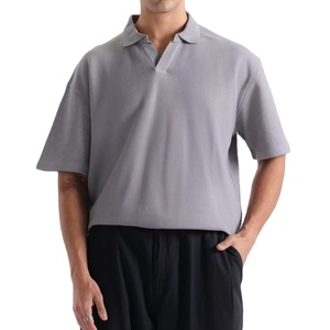 2026 Spring/Autumn Men's Fashion <b>Half</b> Sleeve Casual for <b>Shirt</b> Solid Trendy Breathable Embroidered Knitted Polyester Long - Product Image 2