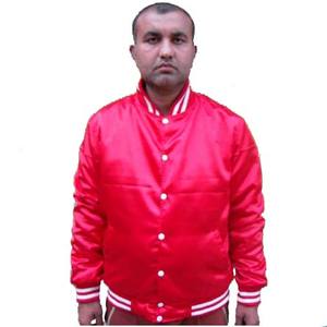 Parches de letras bordadas personalizadas Chaqueta de satén con bordado 3D vintage Chaqueta de alta calidad Chaqueta con logotipo personalizado para hombres - Product Image 1