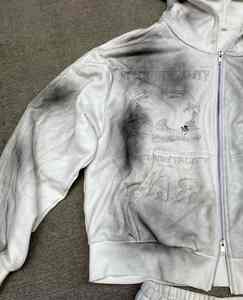 Survêtement de qualité supérieure en coton respirant, style vintage, étiquette personnalisée, design tendance, délavé au soleil, streetwear, délavage acide, 2026 - Product Image 2