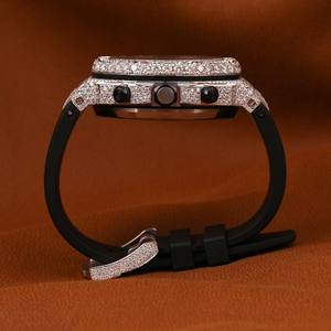 แฟชั่นผู้ชายเย็น LEB เติบโตเพชรสแตนเลสนาฬิกา VVS ความชัดเจนเพชรทดสอบประเภทธุรกิจยางแก้ว - Product Image 5