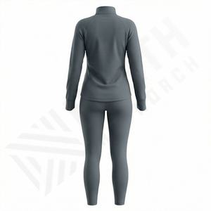 Conjunto Deportivo de Dos Piezas para Mujer, con Cremallera, para Correr al Aire Libre, Invierno, Liso, Venta al por Mayor, Ropa Deportiva Personalizada - Product Image 2