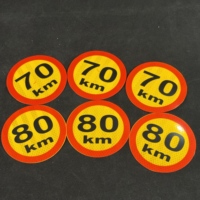 Marocain marché véhicule arrière panneau de marquage réfléchissant autocollant réfléchissant rond 70 80 90 KM HIP Grade plaque d'avertissement autocollant réfléchissant