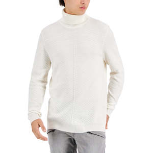 INC International Concepts Maglione a Collo Alto da Uomo Axel, Taglia Grande, Invernale, Bianco, Oversize, Caldo, Tinta Unita, con Stampa, Taglia Larga - Product Image 1