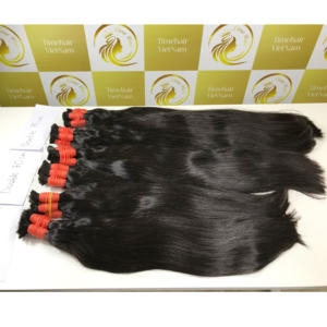 Extensions de cheveux humains vierges en vrac lisses noires naturelles 8-40 ''de meilleure qualité vente en gros vietnamienne non traitée - Product Image 3