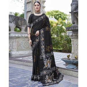 Sari de boda de algodón puro suave más vendido con blusa de impresión digital Pieza Maruti Precio de moda India - Product Image 1