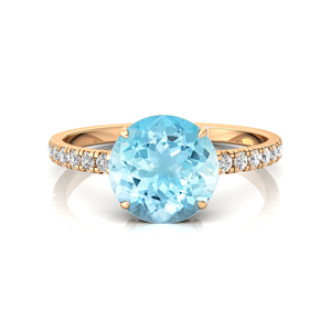 Bague en or massif 18 carats au design tendance avec pierre précieuse aigue-marine naturelle et bague en diamant certifié pour femmes bijoux fins OEM - Product Image 1