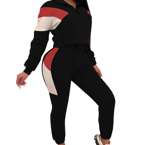 2023 à la mode femmes chaud Sexy coupe ajustée sweat à capuche survêtement ensemble couleur grise unie avec des patchs pour l'hiver - Product Image 4
