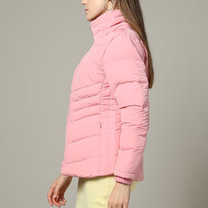 Womens High Collar Puffer <b>Jacket</b> <b>Down</b> Soft Pink Cotton <b>Filling</b> Quilted Nylon Lining Winter <b>Jacket</b> - Product Image 2