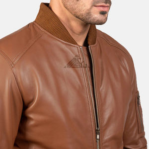 เสื้อแจ็กเก็ตหนังของผู้ชายเสื้อซับในคอปกด้านหน้าแนวสตรีทผลิตตามสั่ง - Product Image 6