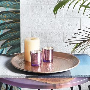 Modern Style <b>Round</b> Aluminium Hammered <b>Tray</b> For Restaurant Hotel Home Usage in Best Price From India - Product Image 3