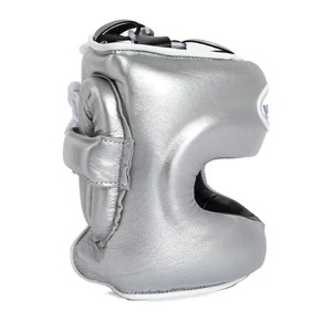 Casque de boxe gagnant en cuir véritable argenté, barre nasale, équipement de protection de haute qualité, poignées pour vente en gros - Product Image 3