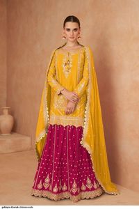 Maruti Fashion's Modern Cut Ensembles de vêtements de mariage et de soirée Véritable Chinon Top Dupatta avec jupe Nouveau design de vêtements indien pakistanais - Product Image 6