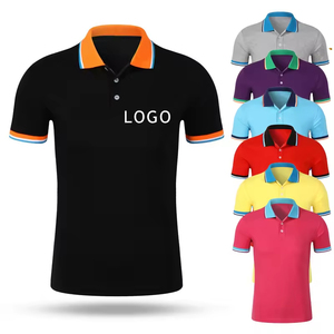 เสื้อโปโลผู้ชายระบายอากาศได้ดีสีพื้นผ้าฝ้าย100% ชุดลำลองดีไซน์ใหม่ - Product Image 1