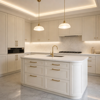 Îlot de cuisine personnalisé avec ensemble d'armoires de rangement, design d'armoires modulaires, style moderne, solution complète, îlot de cuisine en bois